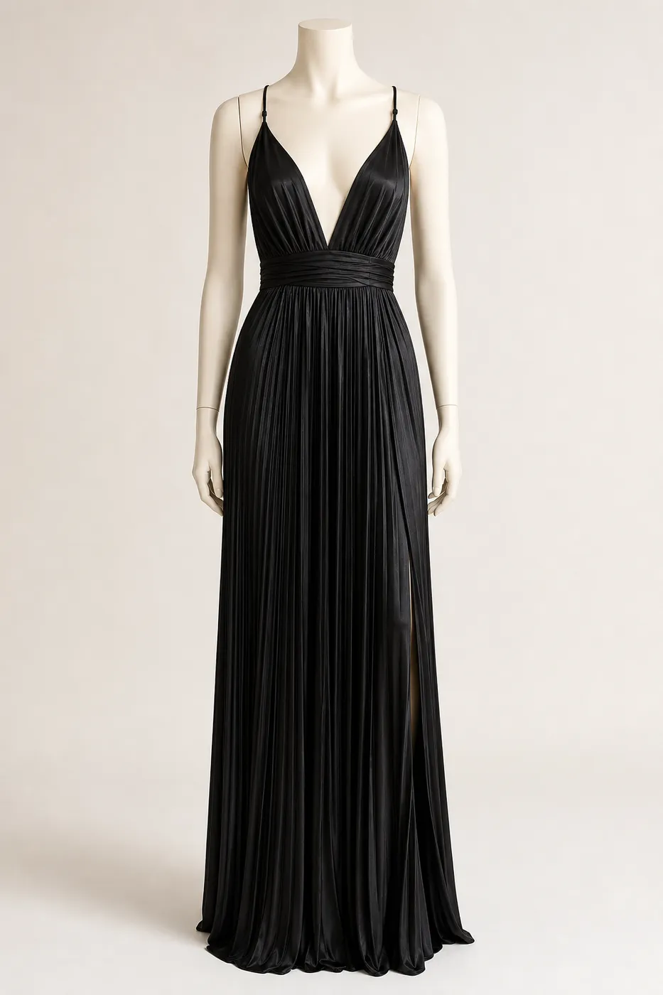 Iconic Long Pleated Satin Dress Muse